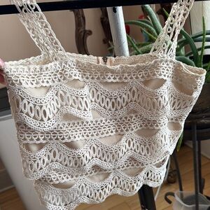 Cream Lace Crop Top